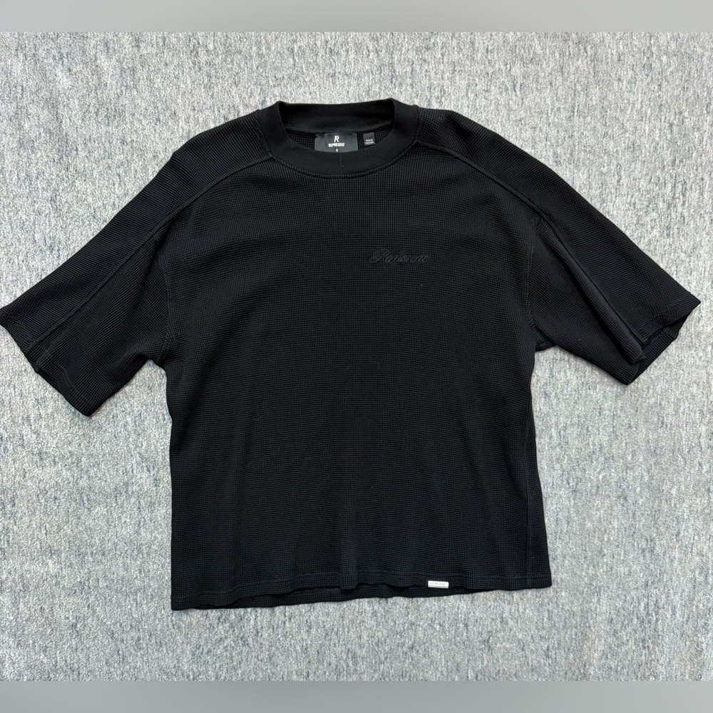 Represent Waffle Knit‎ Tee Mens S Black Streetwear Boxy Short Sleeve Logo Shirt
